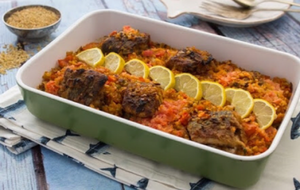 طاجن-السمك-بالفريكة طاجن السمك بالفريكة